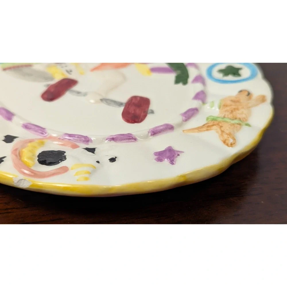 1995 Mercuries Childrens Circus Tea Set Plates Ceramic Animal Dish Lot 6pc
